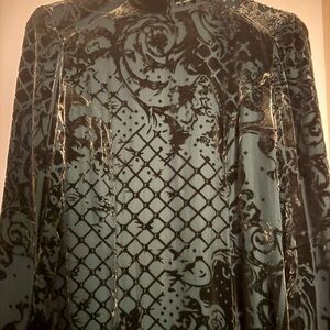 Balmain Green Long Sleeve Mock Neck Dress